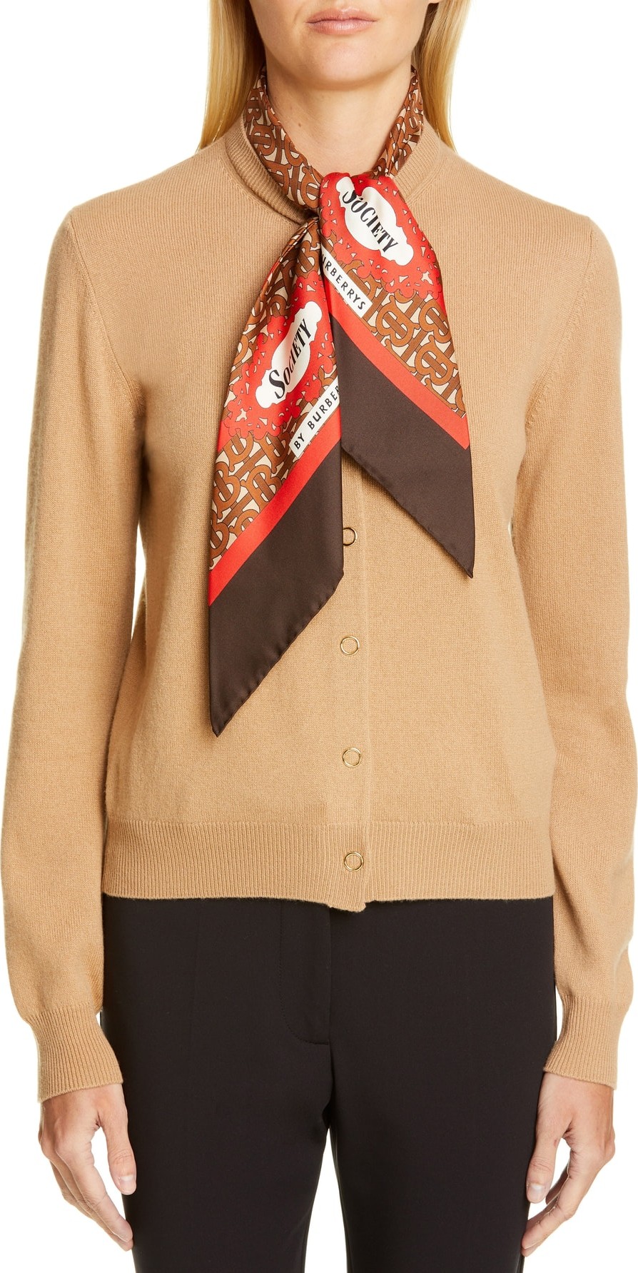 Burberry London England Scarf Neck Cashmere Cardigan