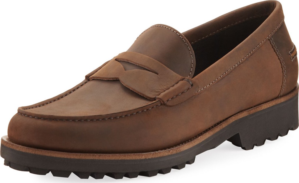 A. Testoni Waterproof Leather Penny Loafer