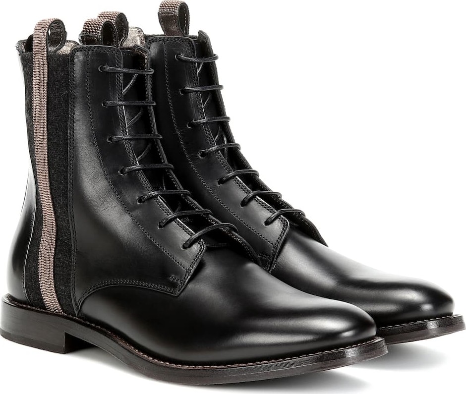 Brunello Cucinelli Embellished leather ankle boots