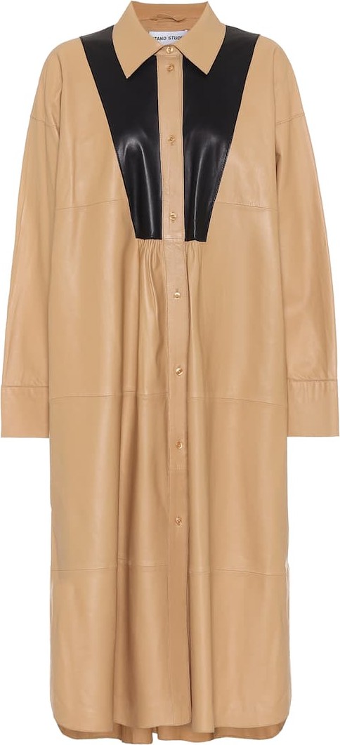 STAND STUDIO Daisy leather shirt dress
