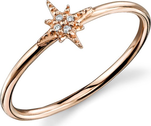Sydney Evan 14k Rose Gold Diamond Starburst Ring  Size 6.5
