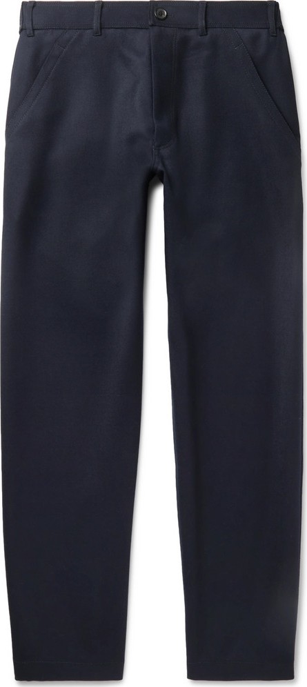 Comme Des Garcons Navy Wide-Leg Wool-Gabardine Trousers