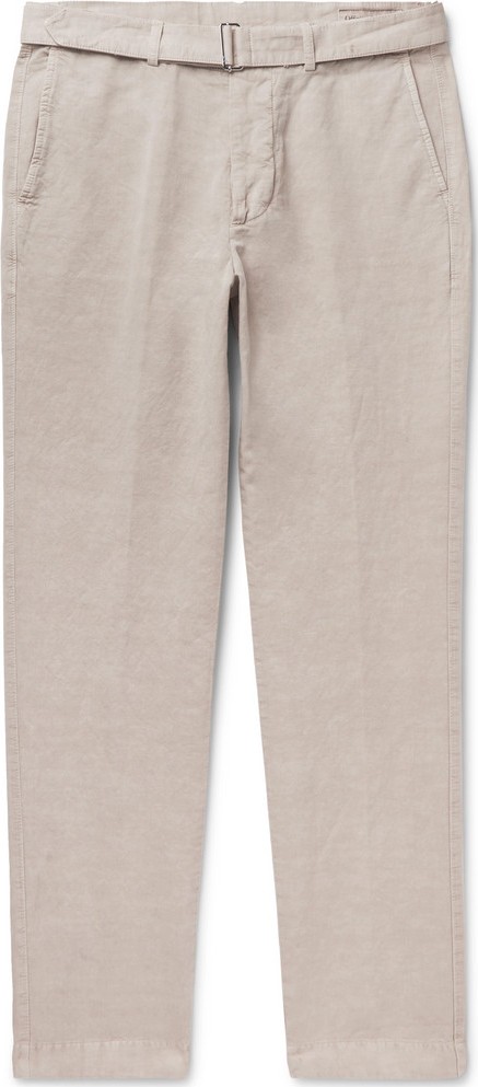 Officine Générale Julian Slim-Fit Garment-Dyed Cotton and Linen-Blend Trousers