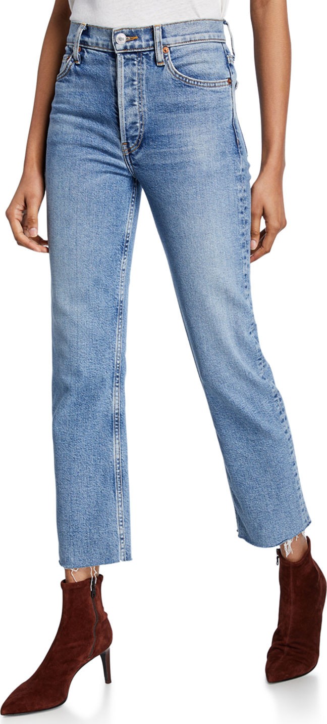 RE/DONE High-Rise Stovepipe Jeans with Raw-Edge Hem