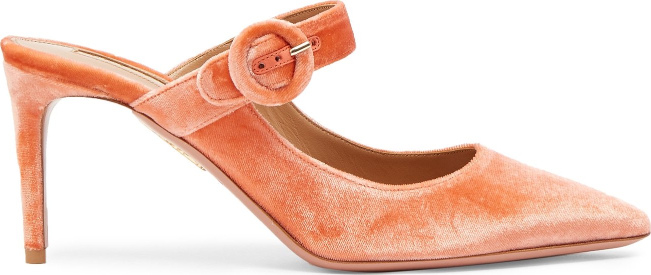 Aquazzura Blossom 75 velvet mules