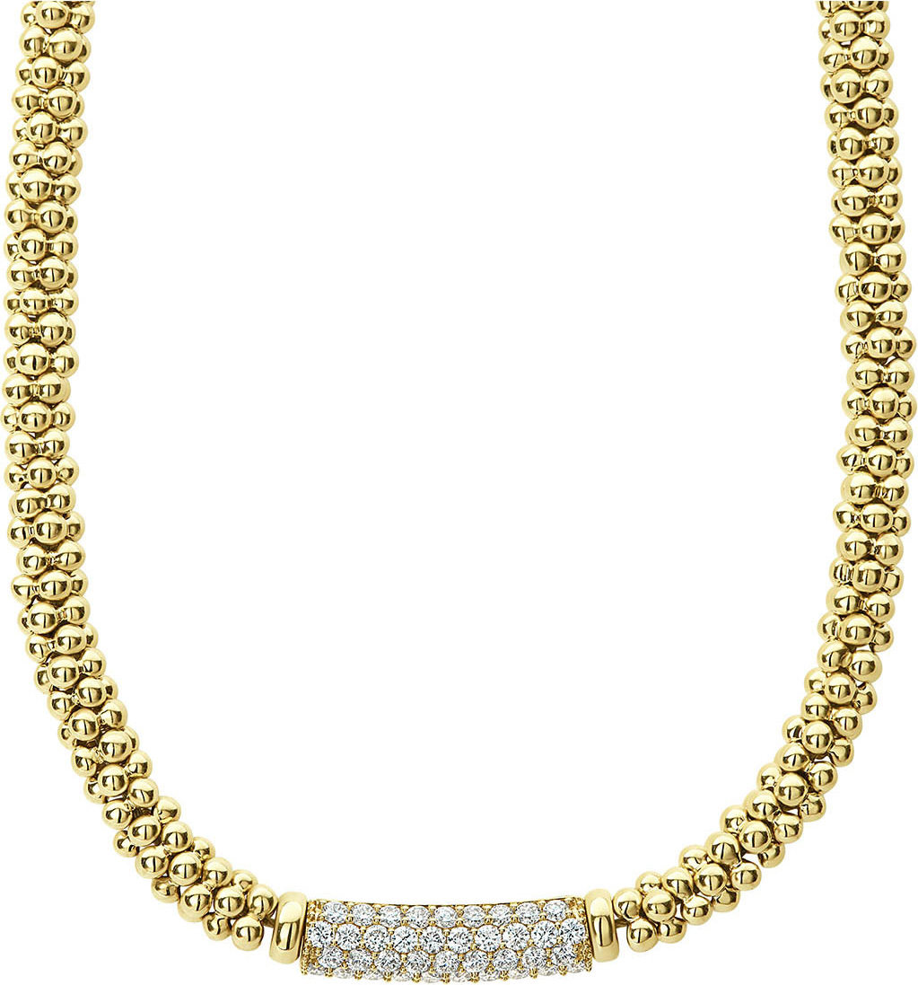 LAGOS 18k Gold Caviar Rope & Diamond Necklace, 19mm
