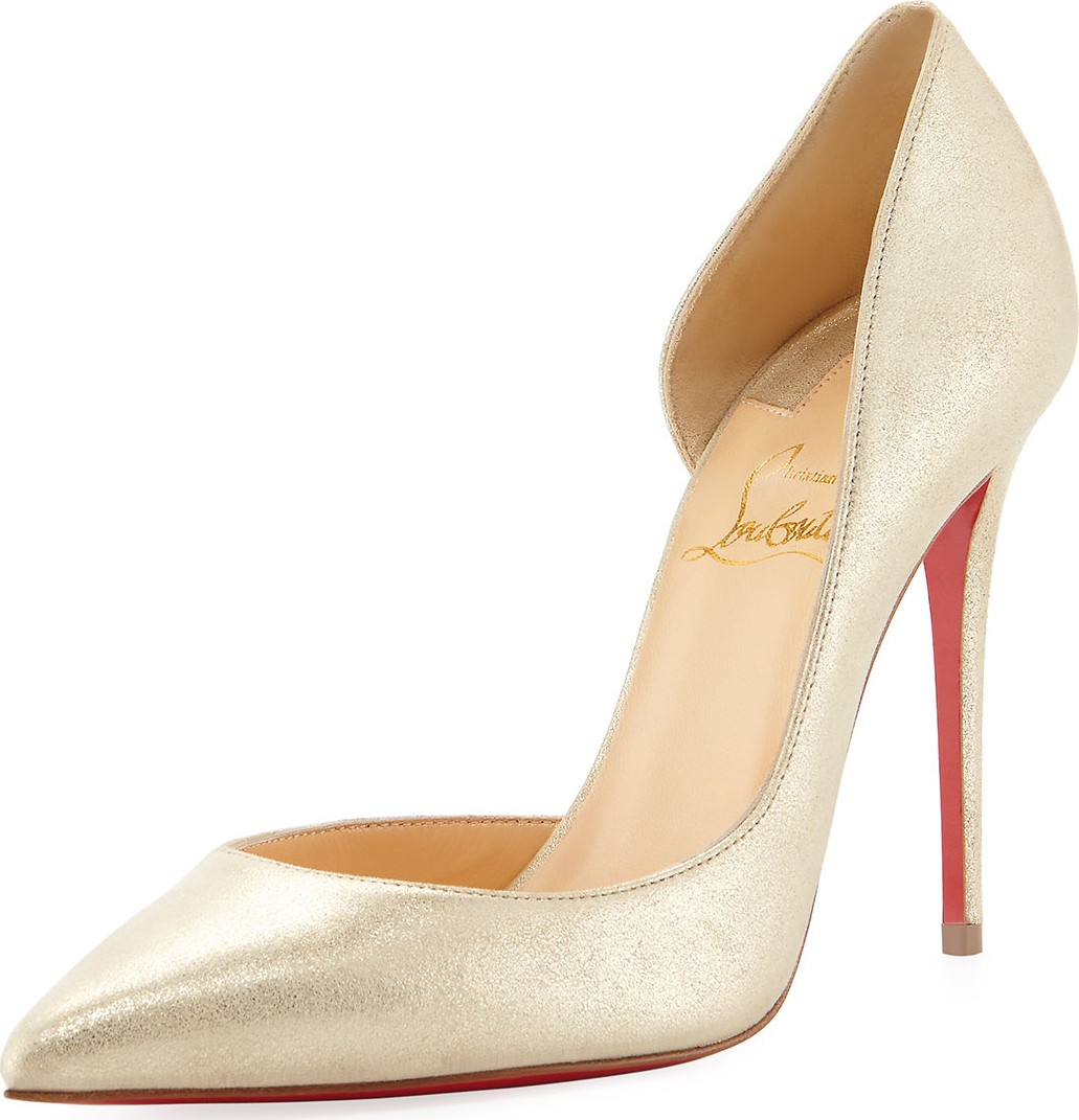 Christian Louboutin Iriza 100mm Metallic Suede Red Sole Pumps