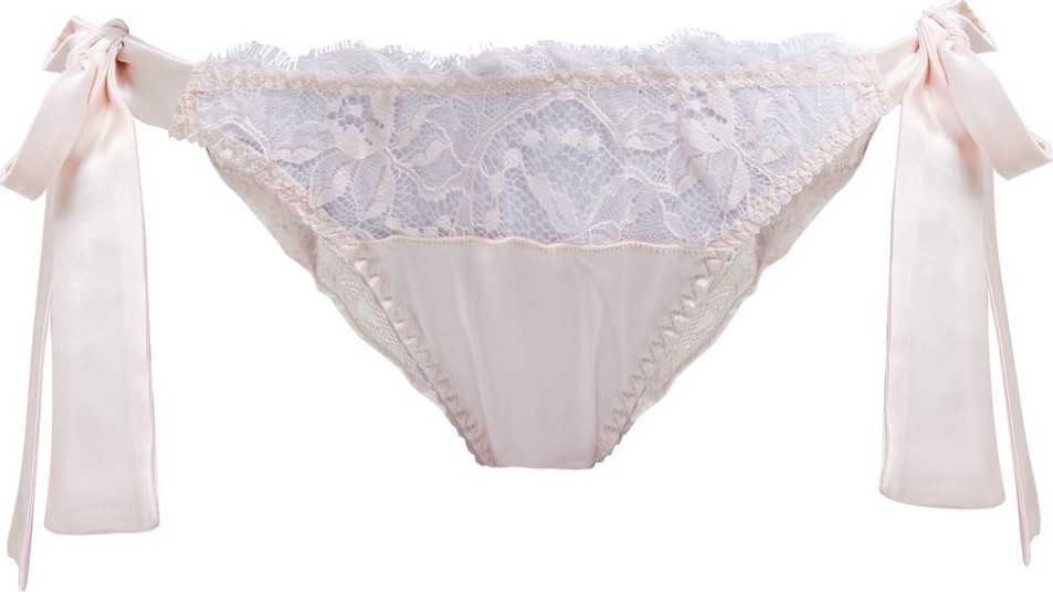 Fleur of England Lily Ouvert satin and chantilly-lace briefs
