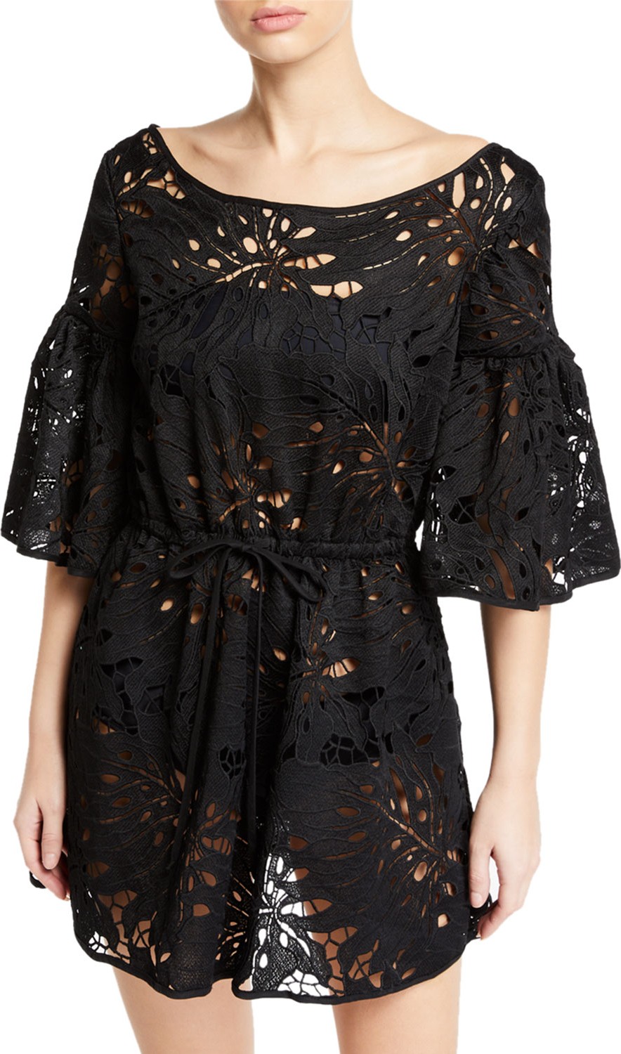 MILLY Lynda Lace Short-Sleeve Coverup Tunic