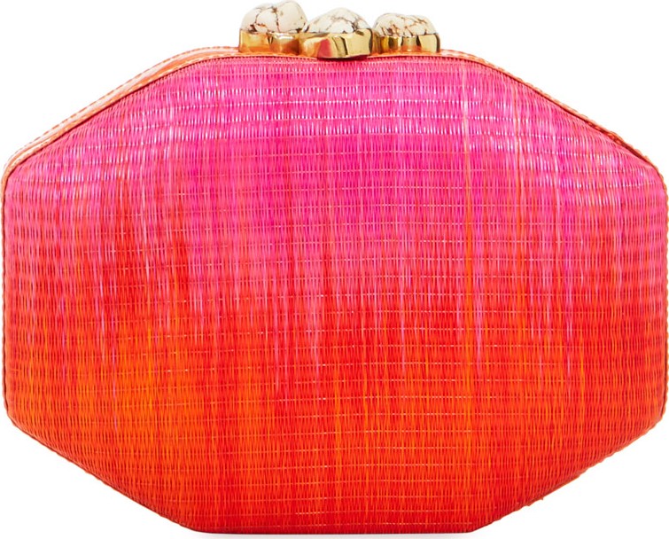 Rafe Sofia Straw Ombre Polygon Clutch Bag