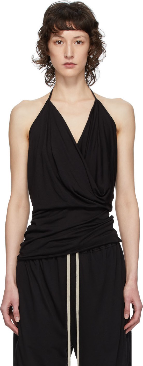 Rick Owens Lilies Black Heavy Jersey Halter Tank Top