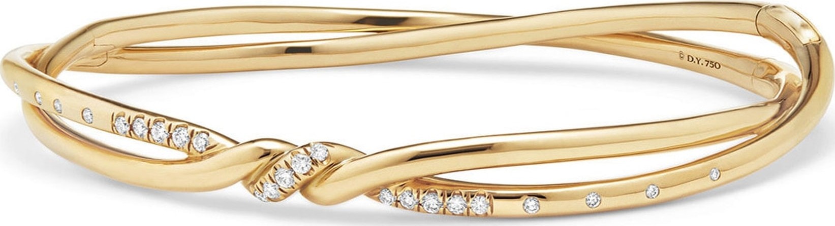 David Yurman Continuance Center Twist 18K Gold Bracelet with Diamonds