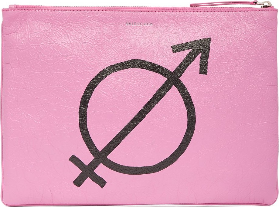 Balenciaga All Gender printed crackled-leather pouch