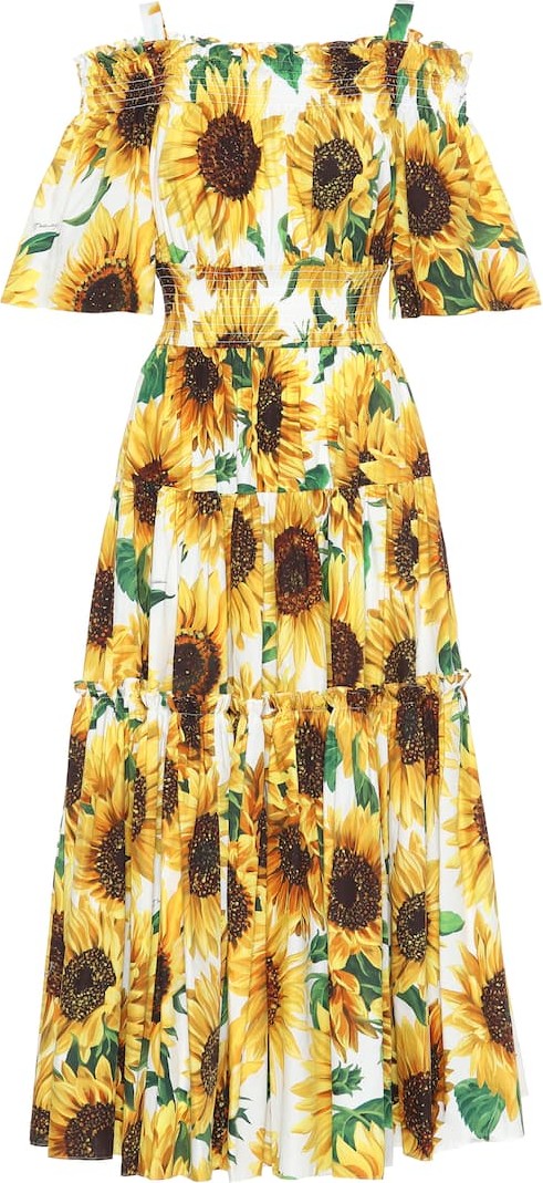 Dolce & Gabbana Sunflower-print cotton midi dress
