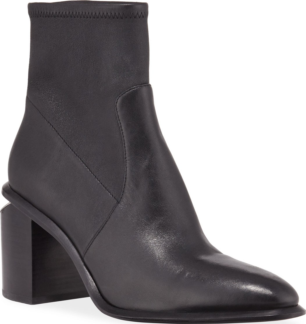 Alexander Wang Anna Leather Block-Heel Stretch Booties