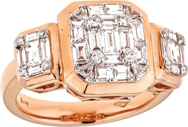 ZYDO Mosaic 18k Rose Gold Diamond Octagon-Trio Ring