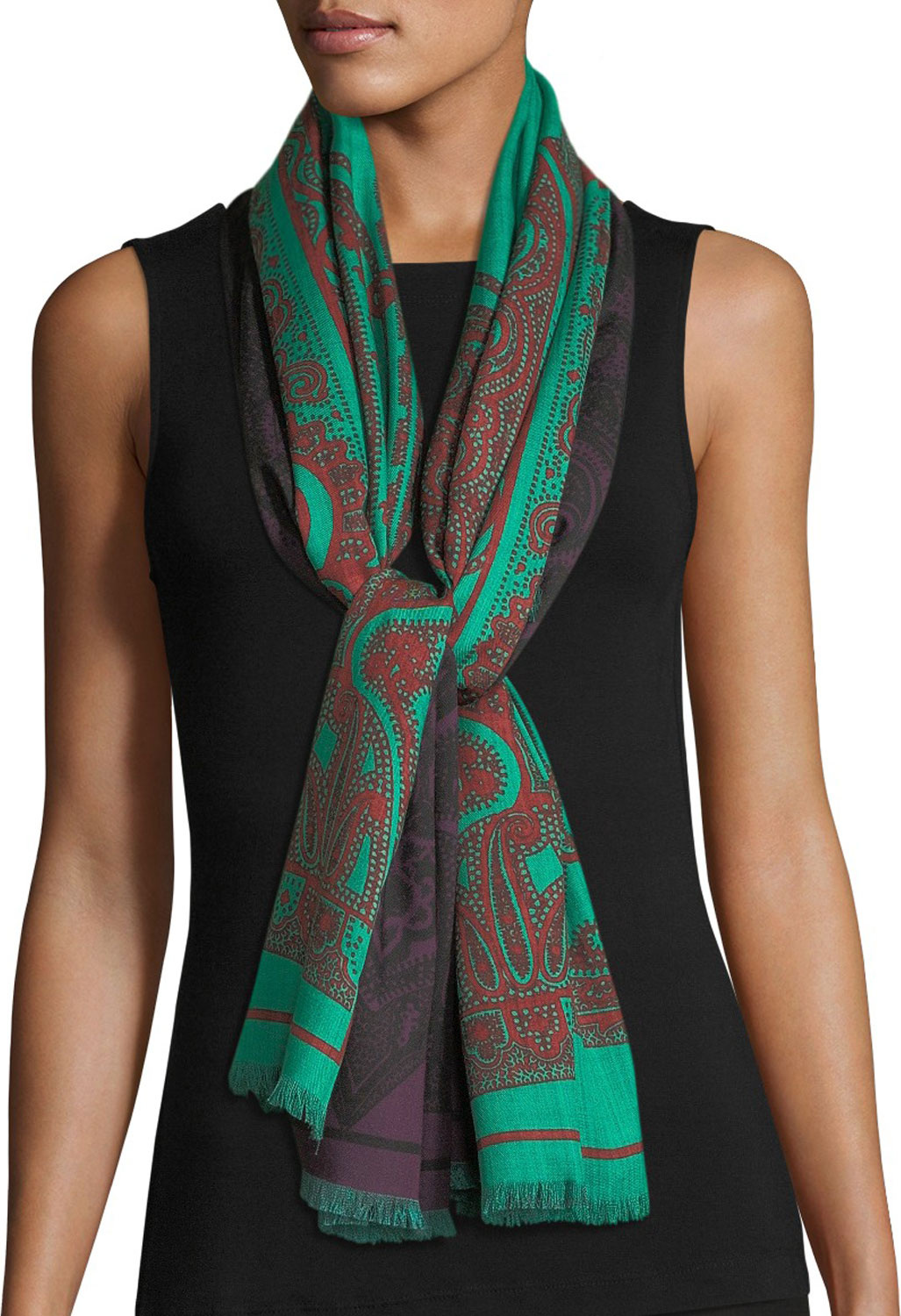 Etro Reversible Double-Print Paisley Scarf