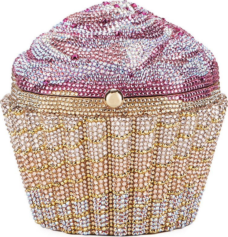 Judith Leiber Strawberry Cupcake Crystal Evening Clutch Bag, Gold/Rose/Multi