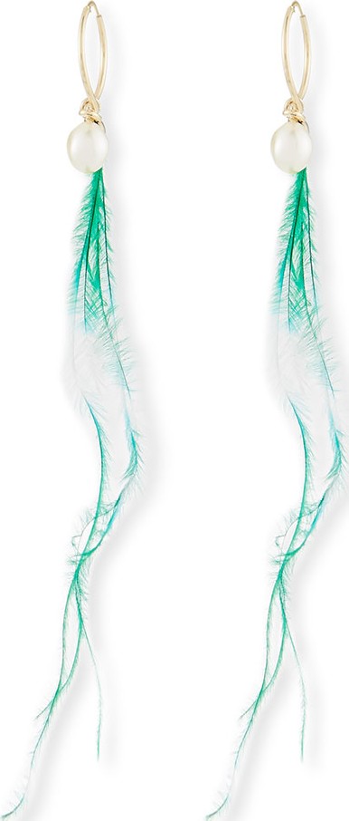 Dries Van Noten Brass Ostrich Feather Earrings