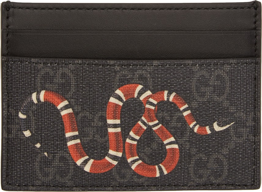 Gucci Black & Grey GG Supreme Kingsnake Card Holder
