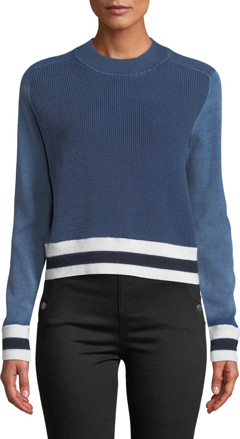 Rag & Bone Dean Stripe Mock-Neck Cotton/Wool Sweater