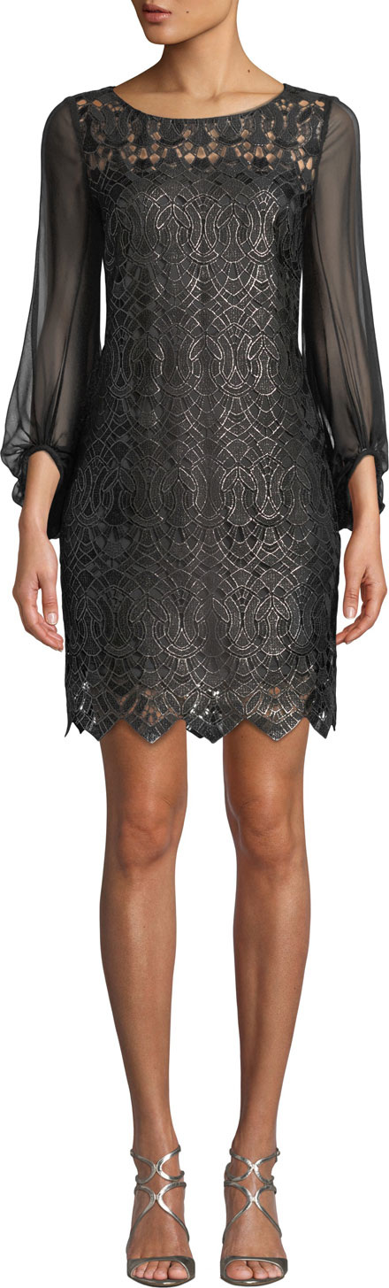 Elie Tahari Merida 3/4-Sleeve Lace Dress