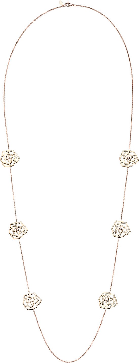 Piaget 18K Red Gold Rose Sautoir Necklace with Diamonds