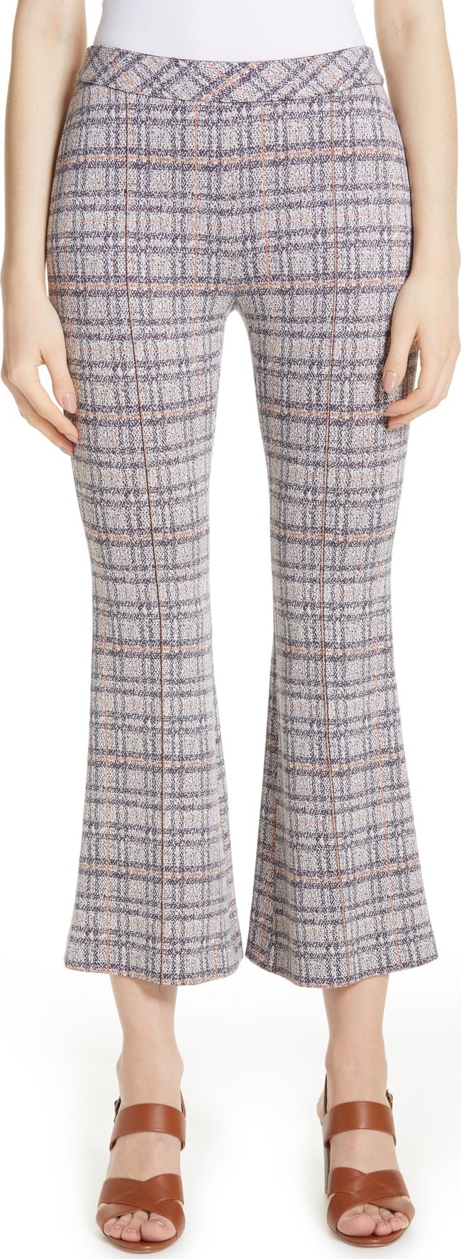 Rosetta Getty Plaid Crop Flare Pants