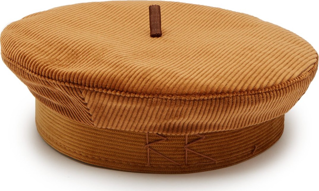 Ruslan Baginskiy Hats Monogram-embroidered velvet corduroy beret