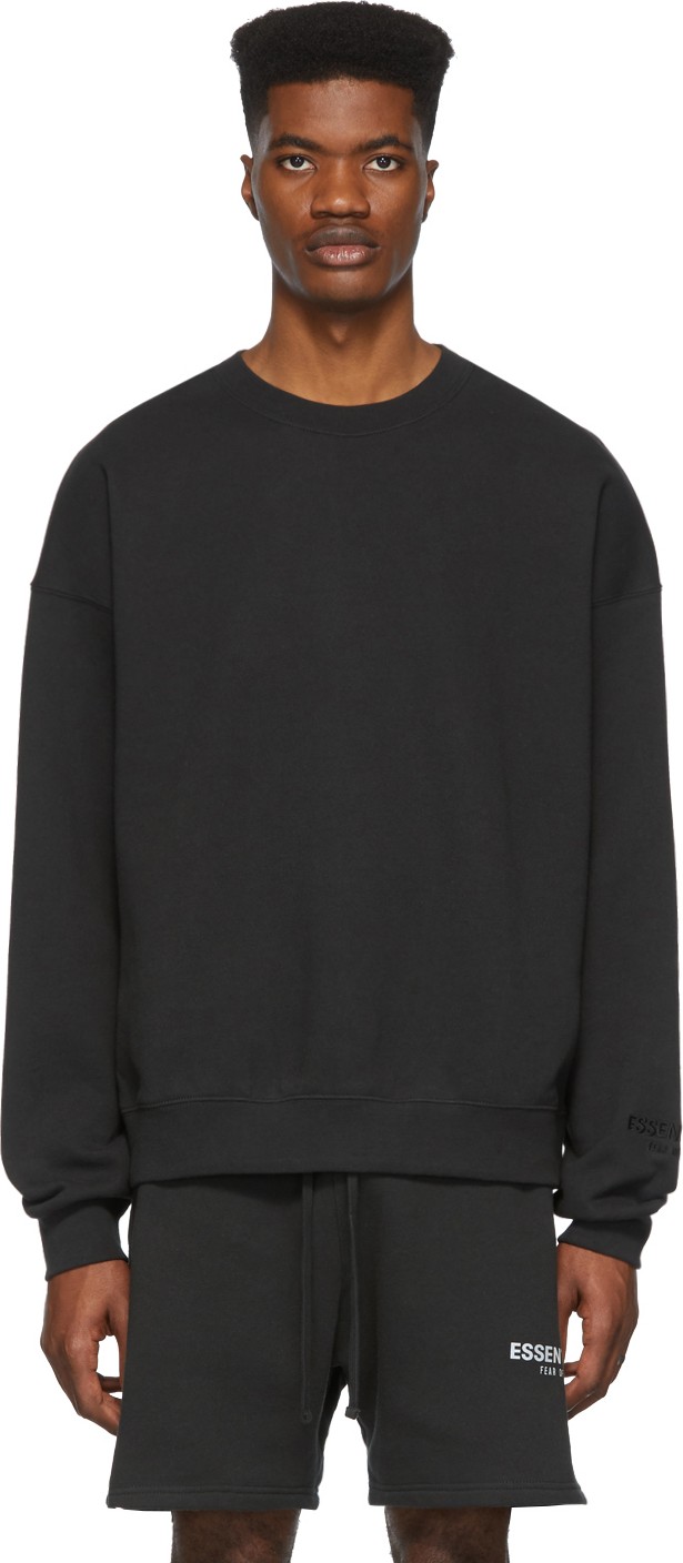 Essentials Black Reflective Pullover Sweatshirt