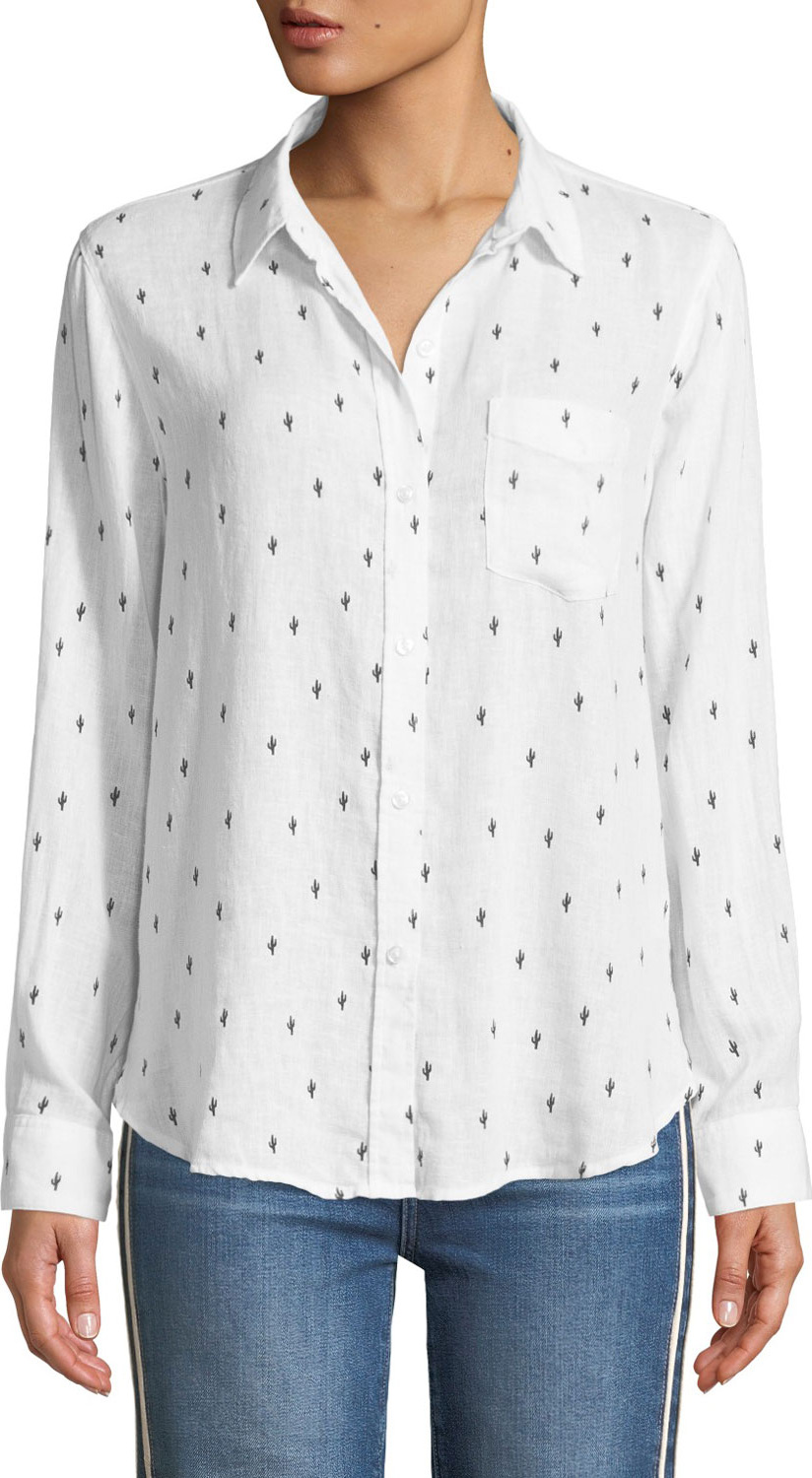 RAILS Charli Cactus Button-Down Linen-Blend Shirt