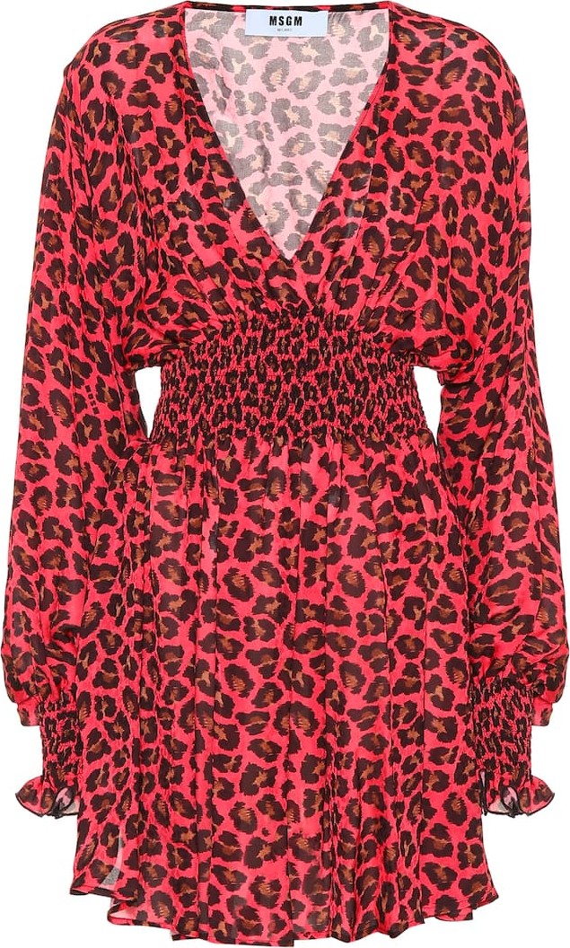 MSGM Leopard-print crêpe minidress