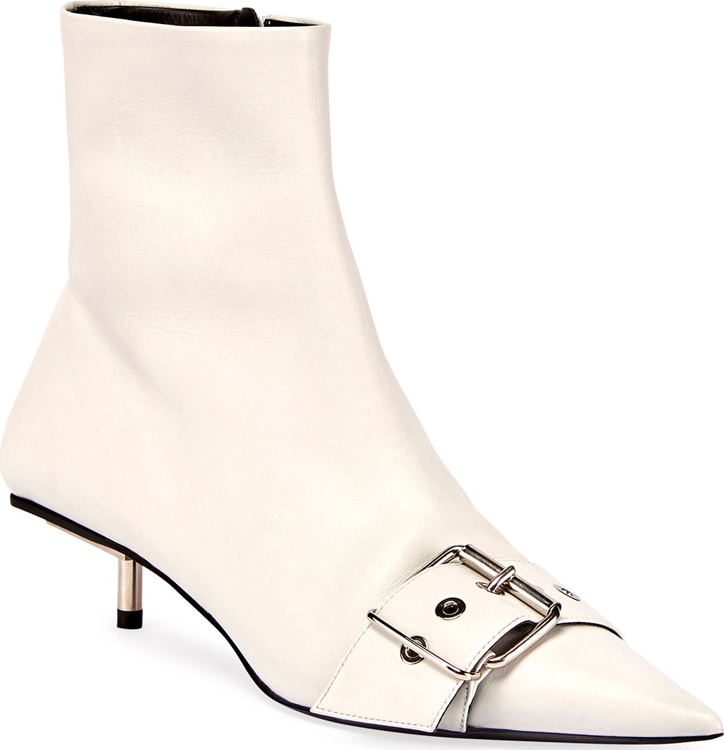 Balenciaga Belted Low-Heel Leather Booties