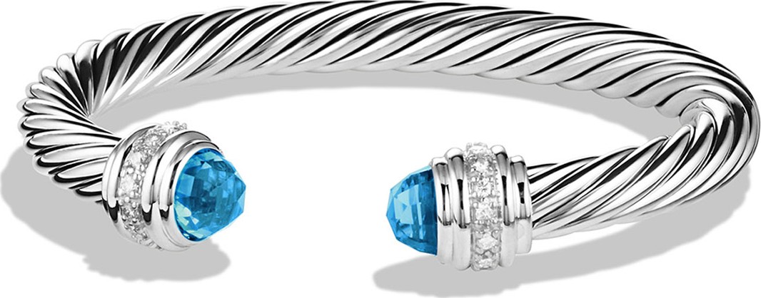 David Yurman Cable Classics Bracelet with Blue Topaz and Diamonds