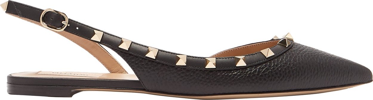 Valentino Rockstud slingback grained-leather flats