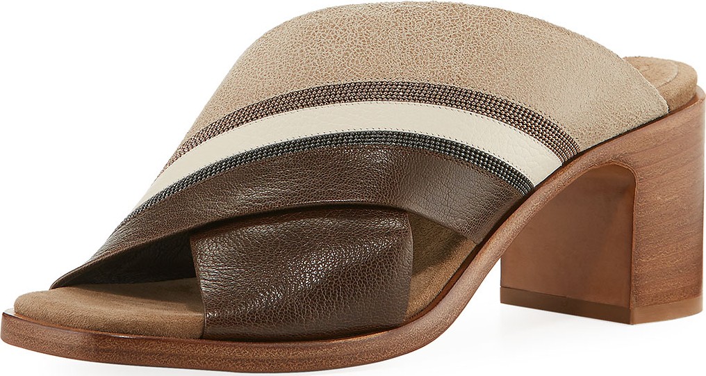 Brunello Cucinelli Colorblock Crisscross Sandals