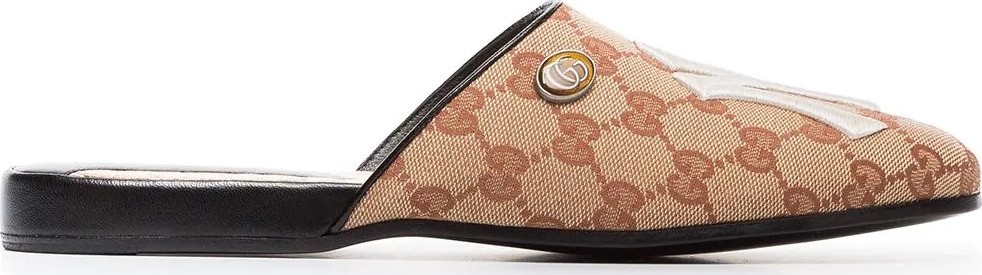Gucci logo print NY Yankees mules