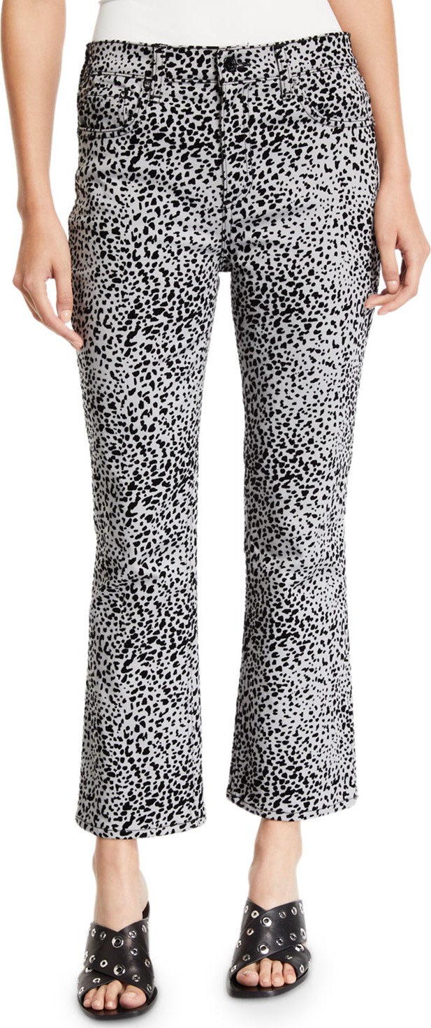 Rag & Bone Hana High-Rise Flare Cheetah-Print Jeans