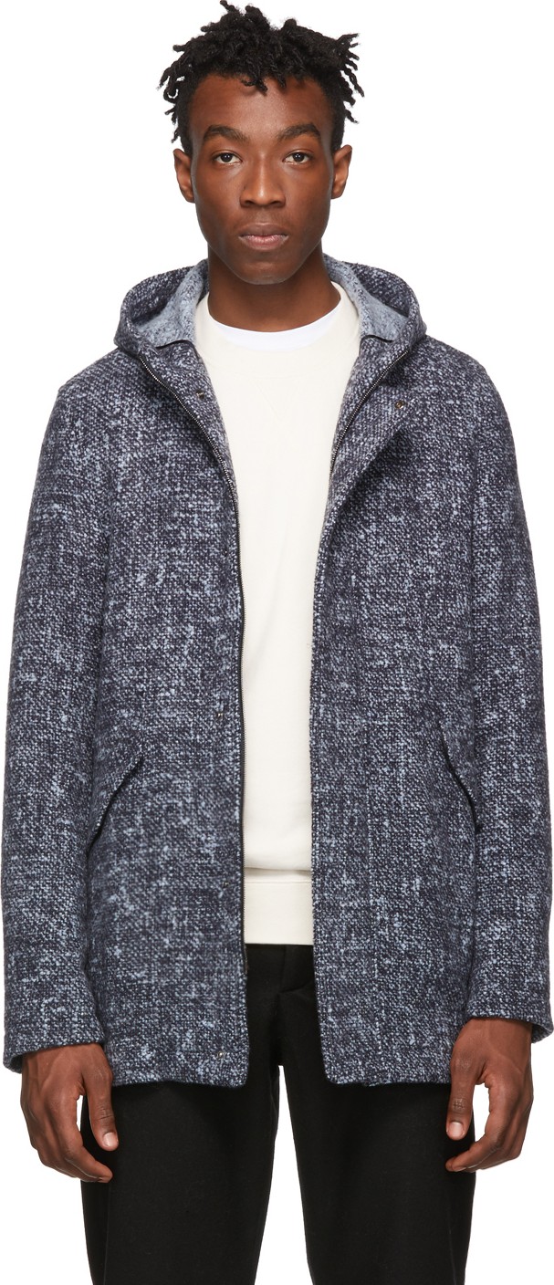 Herno Navy Hooded Stuart Coat