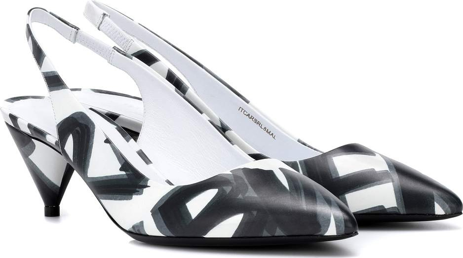 Burberry London England Graffiti leather slingback pumps