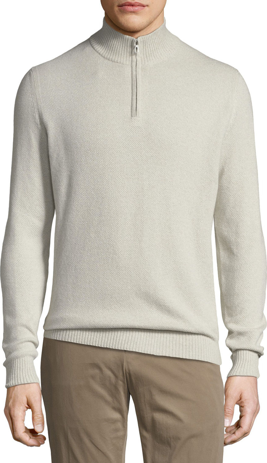Loro Piana Cashmere Pique Quarter-Zip Sweater