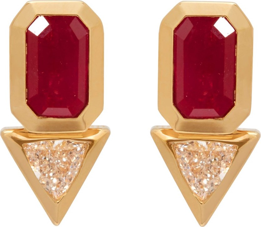 Azlee Diamond, ruby & 18kt gold earrings