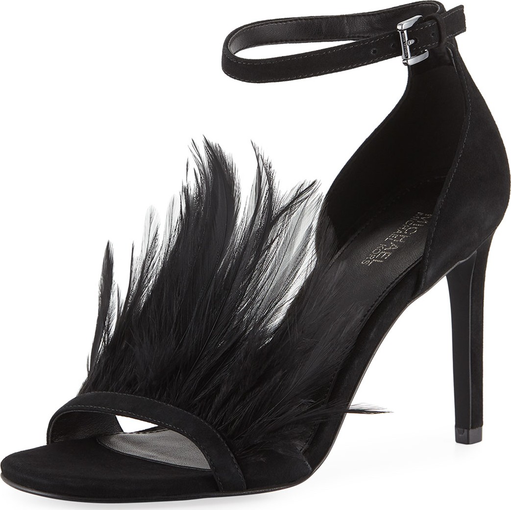 MICHAEL MICHAEL KORS Asha Strappy Sandals with Feathers