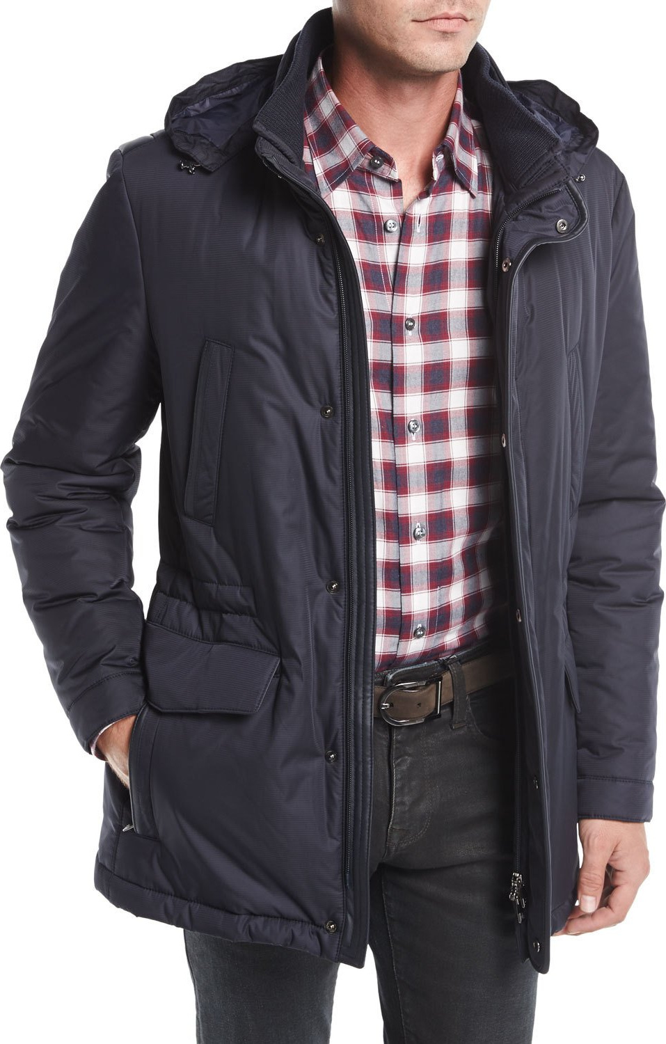 Corneliani Technical Hooded Car Coat