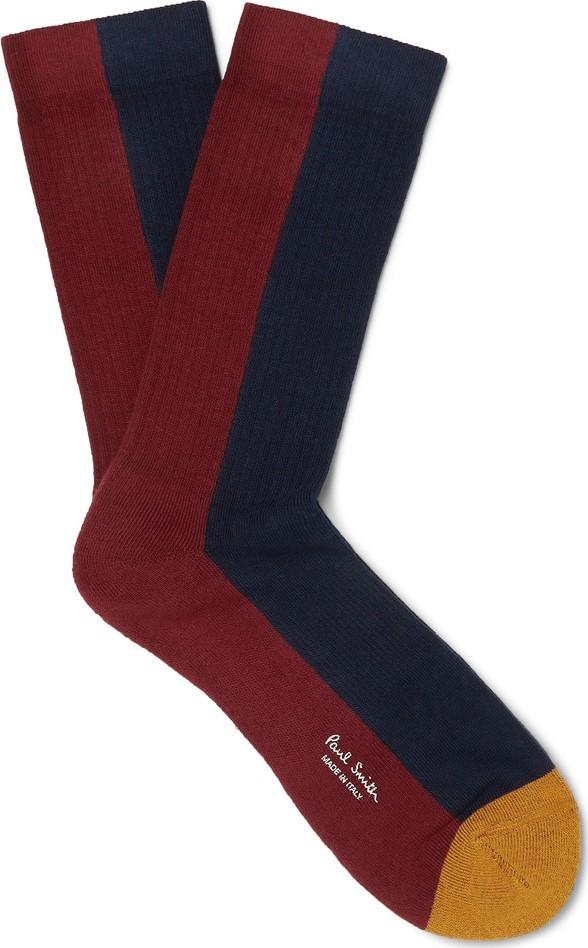 Paul Smith Colour-Block Cotton-Blend Socks