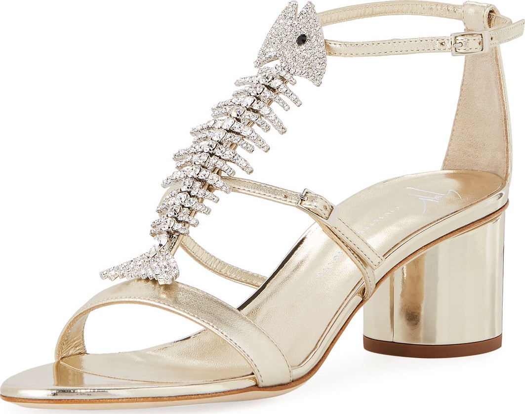Giuseppe Zanotti Metallic Leather Fishbone Sandals