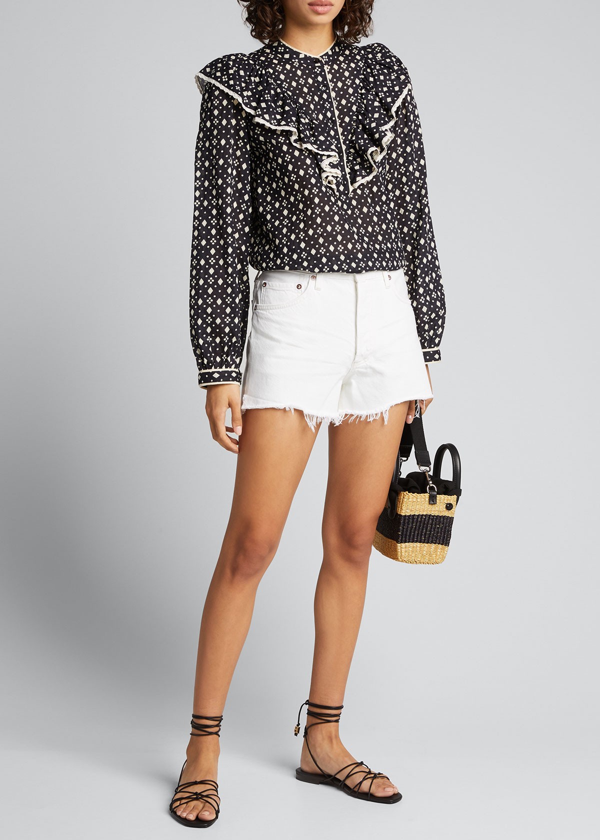 Agolde Parker High-Waist Cutoff Jean Shorts