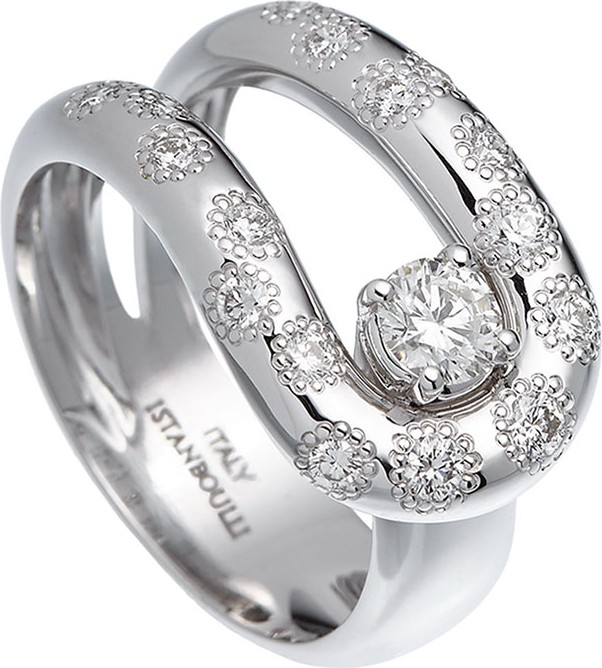 Istanboulli Gioielli Milano Anima 18k White Gold Looped Diamond Ring, Size 7