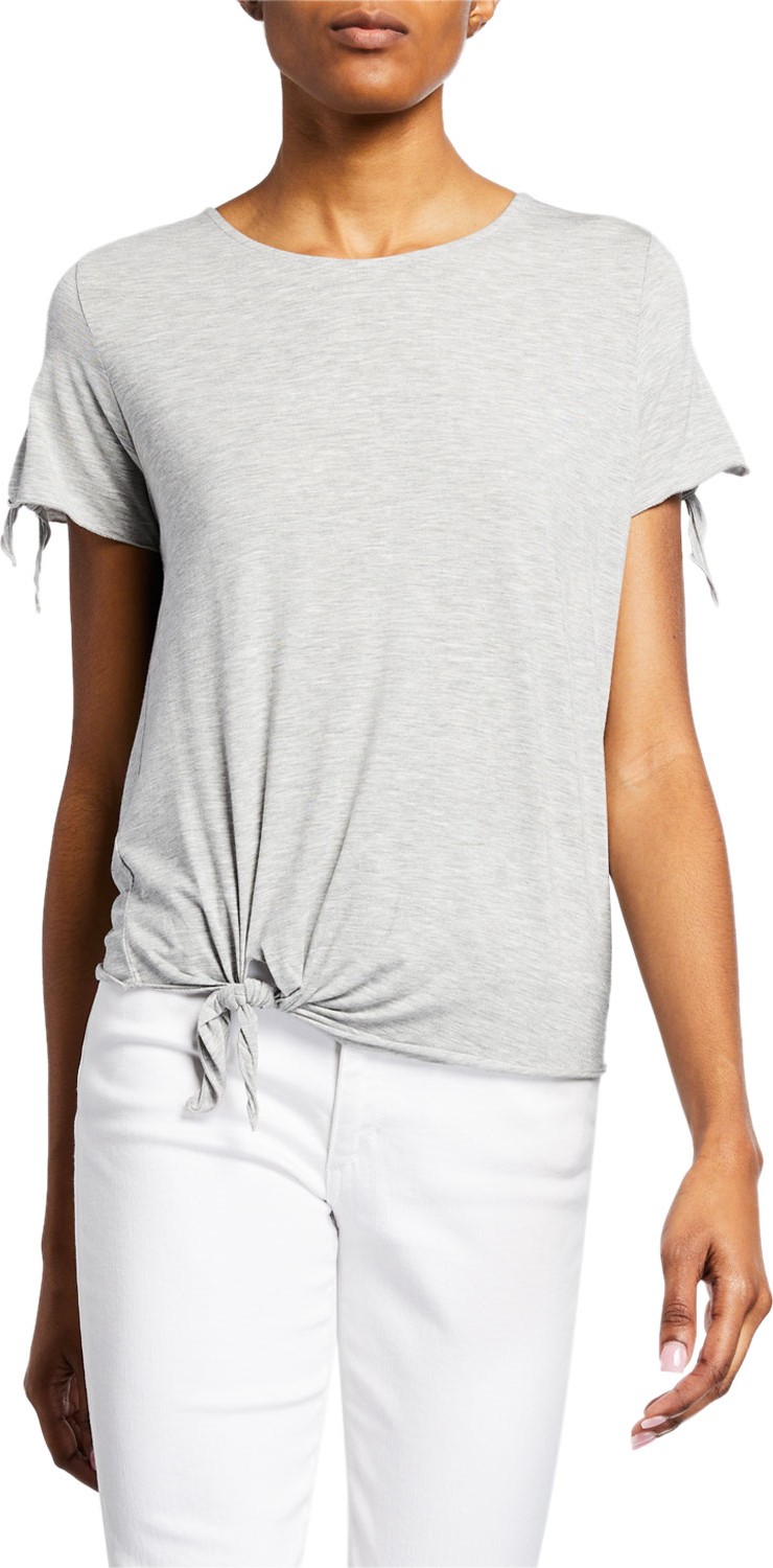 Majestic Extra Fine Scoop-Neck Tee with Front Tie