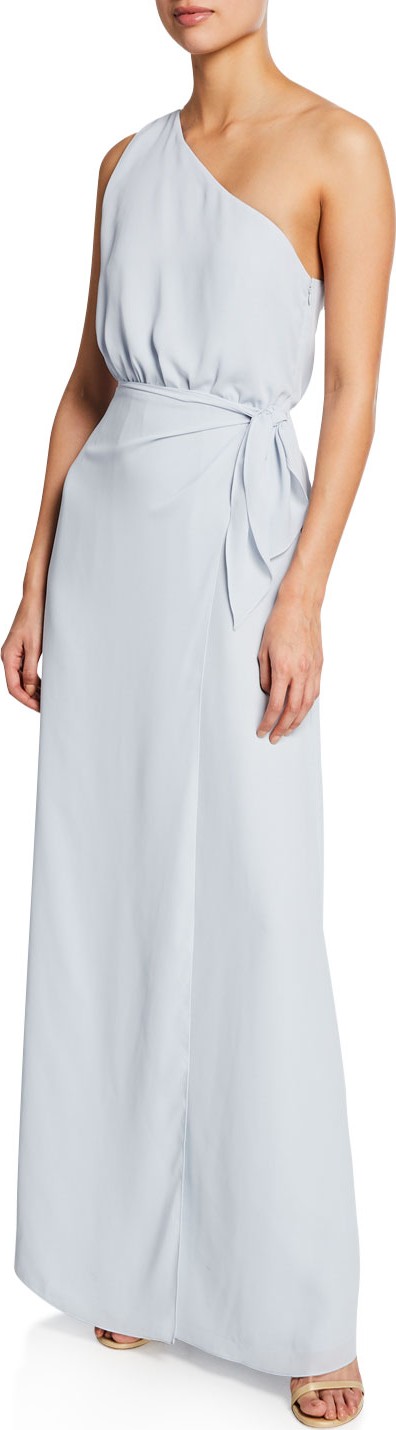 WAYF The Penny One-Shoulder Gown with Tie-Waist
